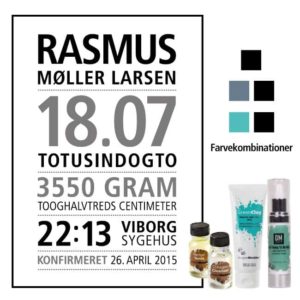 Dreng navneplakat og produktpakke